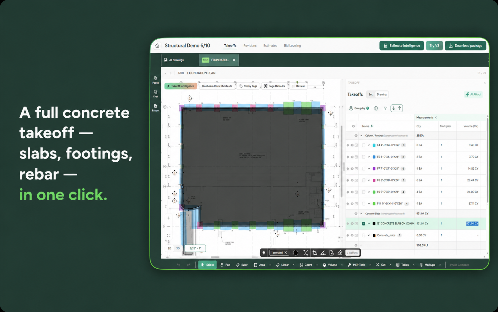 Concrete Takeoff in One Click — Boon AI