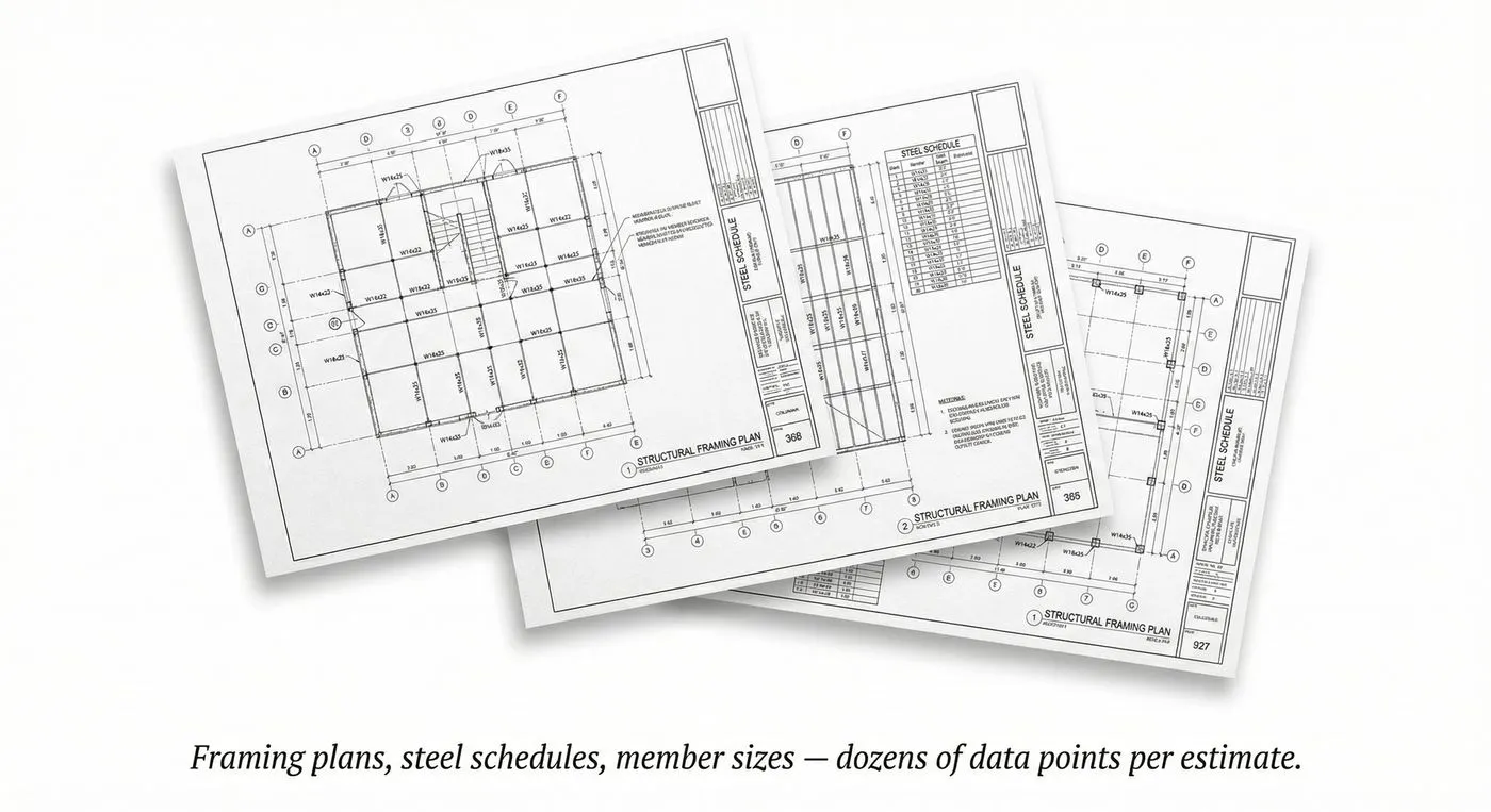 Structural steel framing plans and schedules